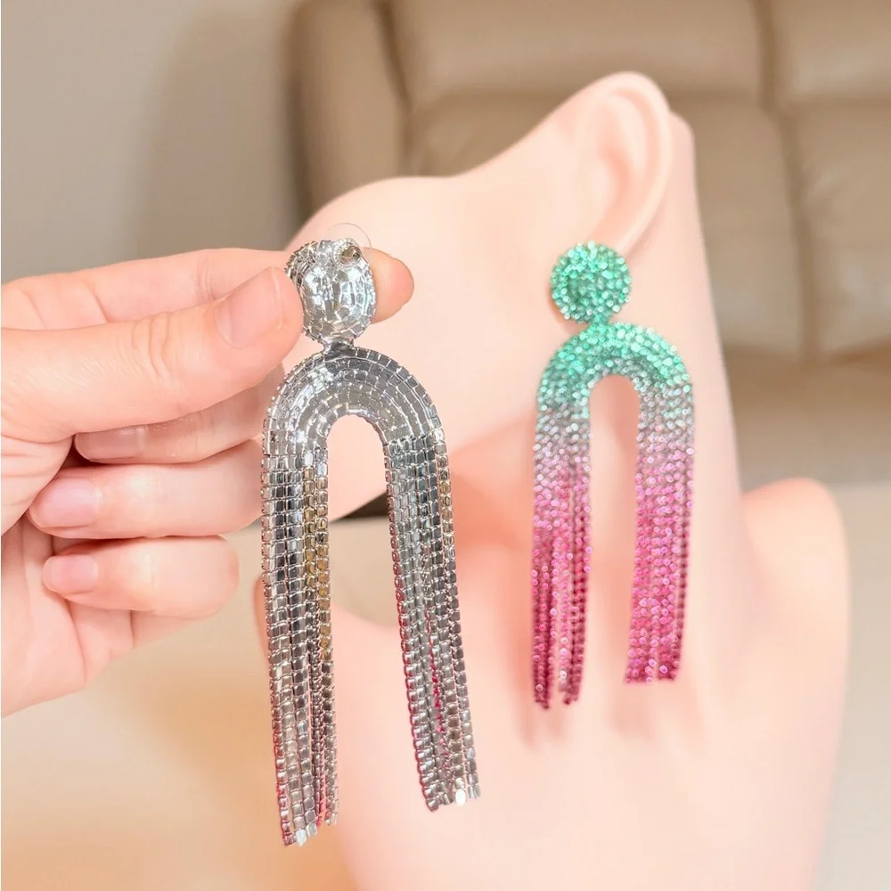 ⚜️ Elegant Spring Pink and Green Ombre Earrings